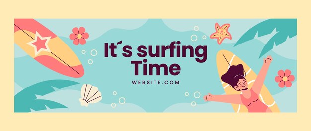 Free vector surfing adventure twitter header