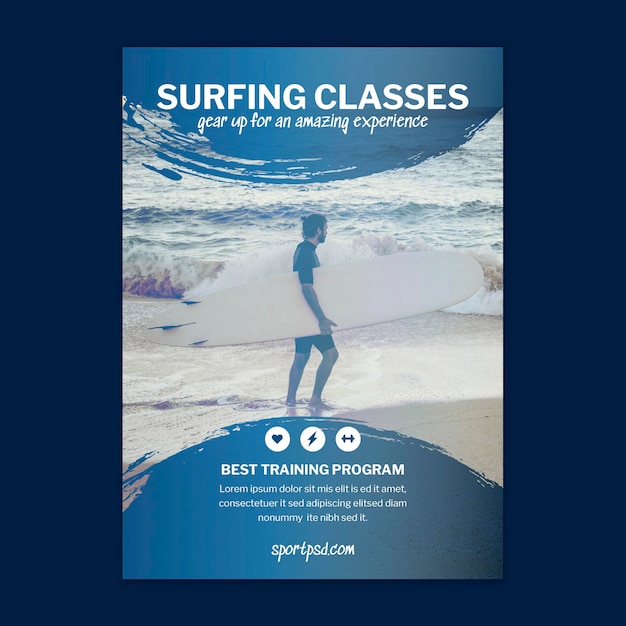 Surfing vertical flyer template