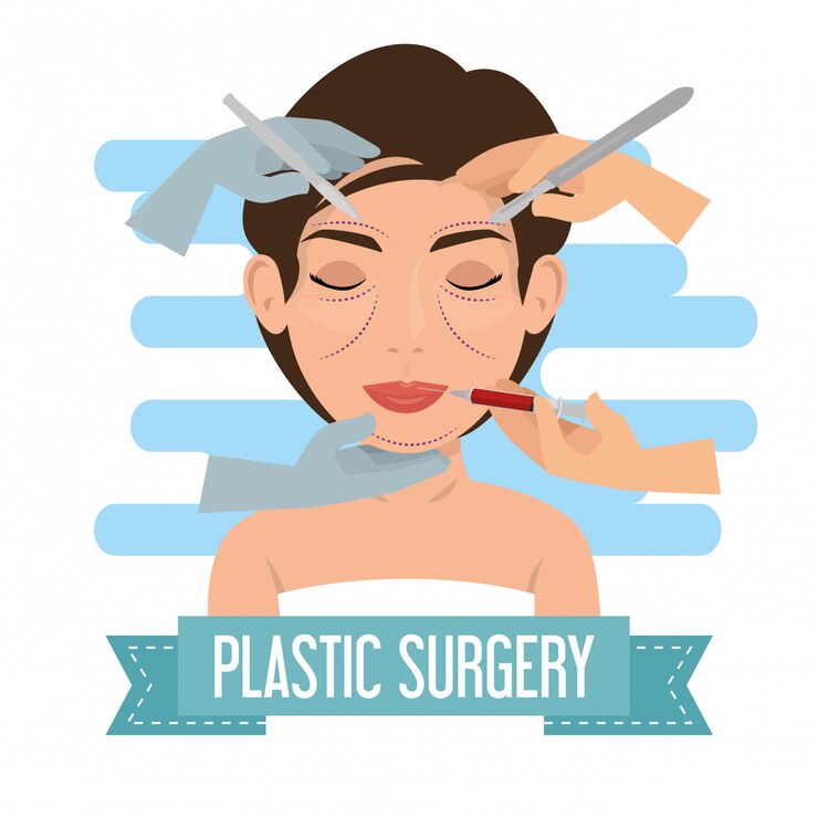 Free Vector surgeon hands with woman plastic surgery process