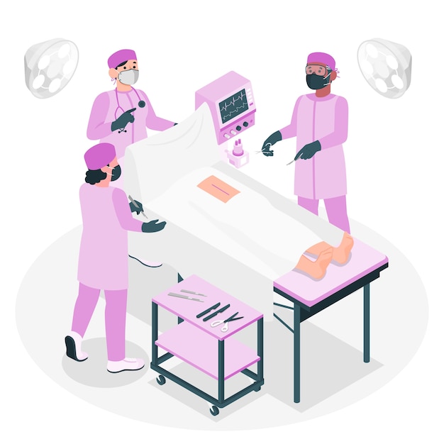 Free vector surgeons doing surgery concept illustration