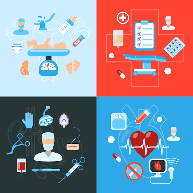 Surgery medical icons design concept