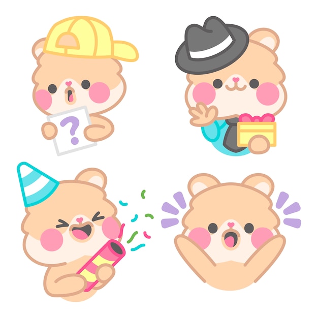 Surprise stickers collection with kimchi the hamster