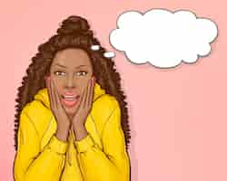 Free vector surprised african american woman with afro hair