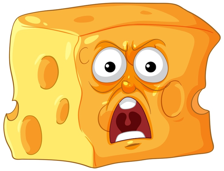 Free Vector surprised cheese cartoon character