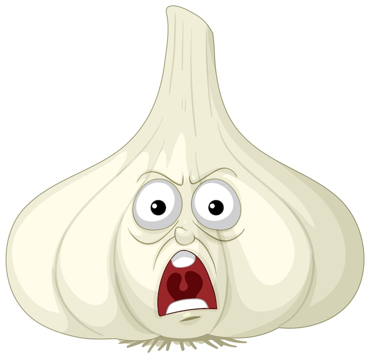Free Vector surprised garlic cartoon character