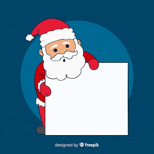 Surprised santa claus with blank sign