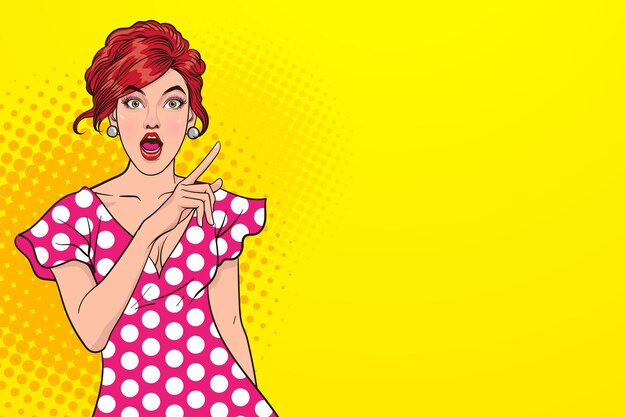 ギフトボックスを持つセクシーな女の子のベクトルポップアートイラスト 無料のベクター
