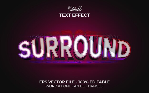 Surround text effect back light style. editable text effect