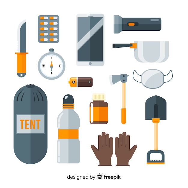 Free vector survival emergency kit background