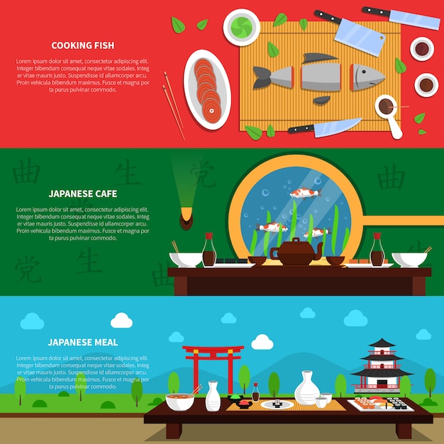 Free vector sushi banner set