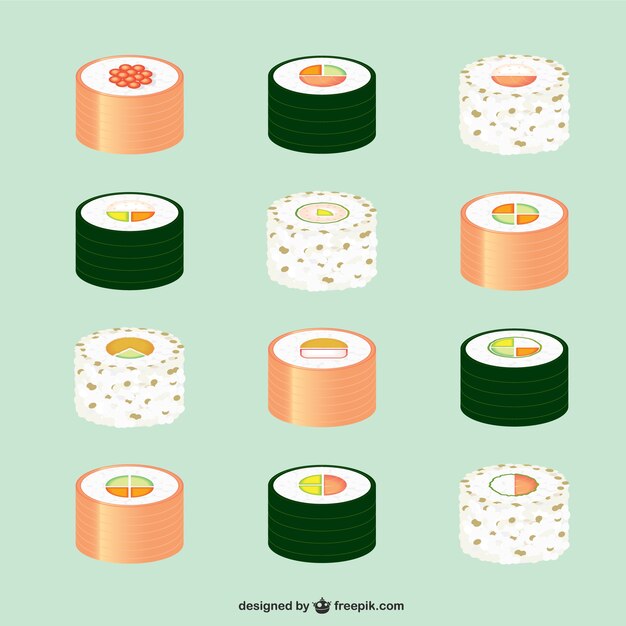 Free vector sushi collection