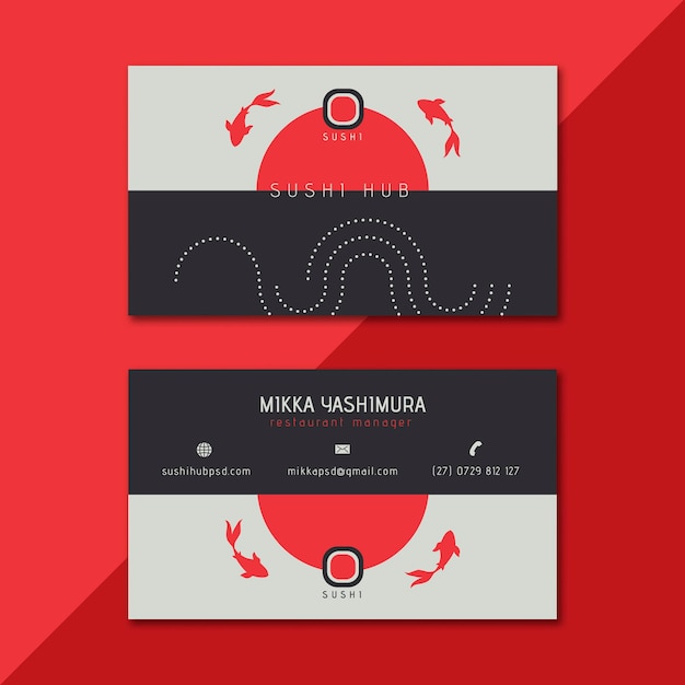 Sushi hub double-sided business card template