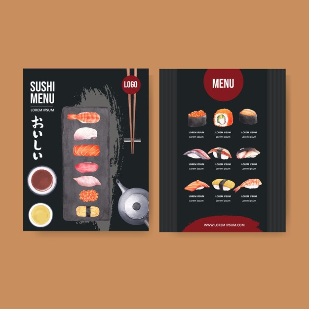 Sushi menu for restaurant.