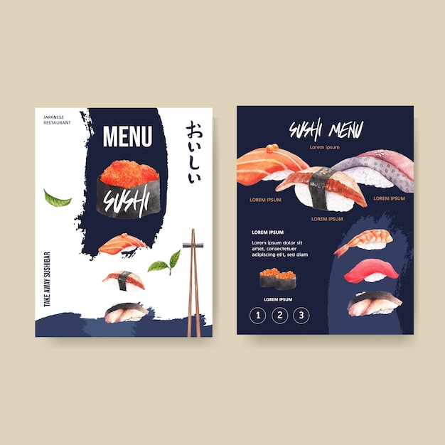 Sushi menu for restaurant.