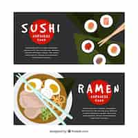 Free vector sushi and ramen banners