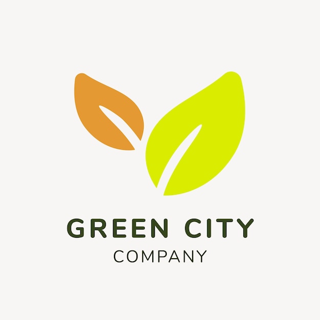 Free vector sustainability business logo template, branding design vector, green city text