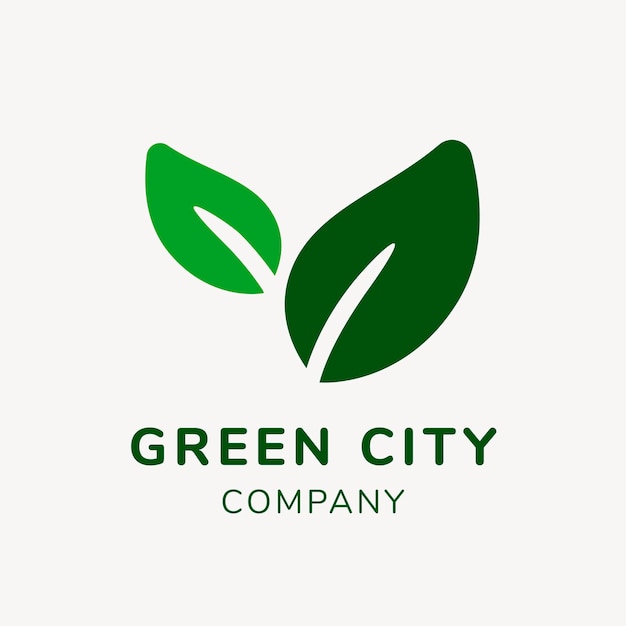 지속 가능성 비즈니스 로고 템플릿, 브랜딩 디자인 벡터, 녹색 도시 텍스트