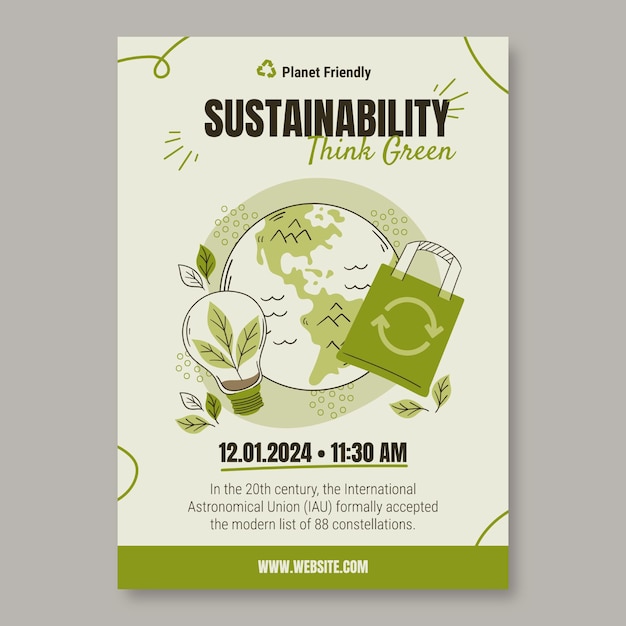 Sustainability think green poster template  design