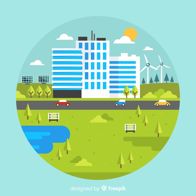 Free vector sustainable development and ecosystem concept