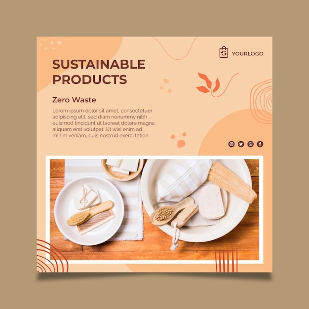 Free vector sustainable products squared flyer template