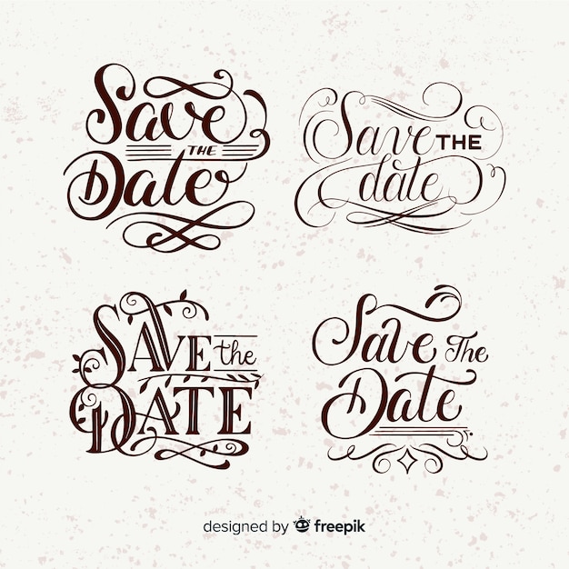 Free vector sve the date vintage lettering collection