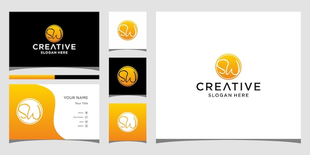 Sw logo design with business card template