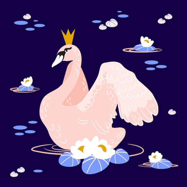 Free vector swan princess illustrated