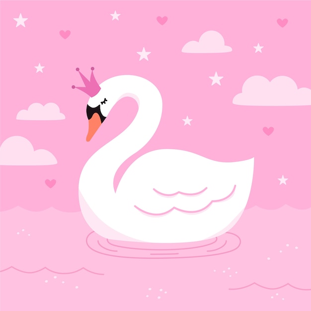 Free vector swan princess illustration concept