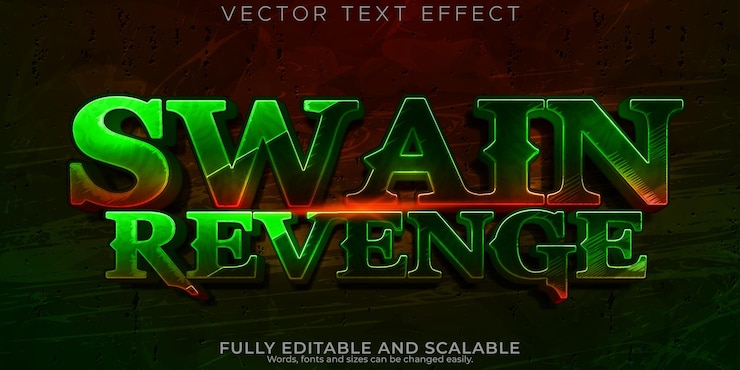 Free Vector swan revenge text effect editable warrior and soldier text stylex9