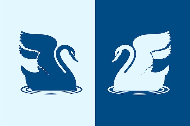 Swan silhouette illustrated theme