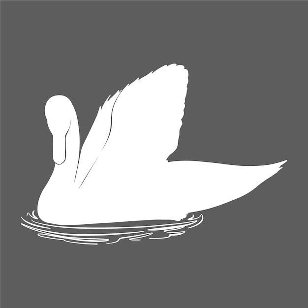 Swan silhouette swimming