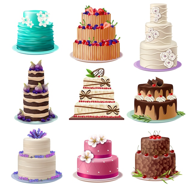 Sweet Baked Cakes Set