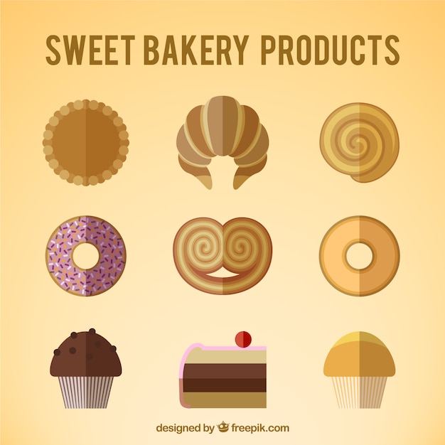 Free vector sweet bakery products collection