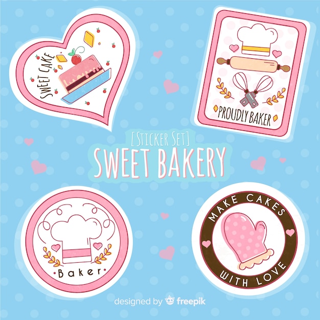 Free vector sweet bakery sticker set