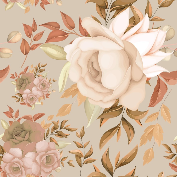 Free Vector sweet brown floral seamless pattern design