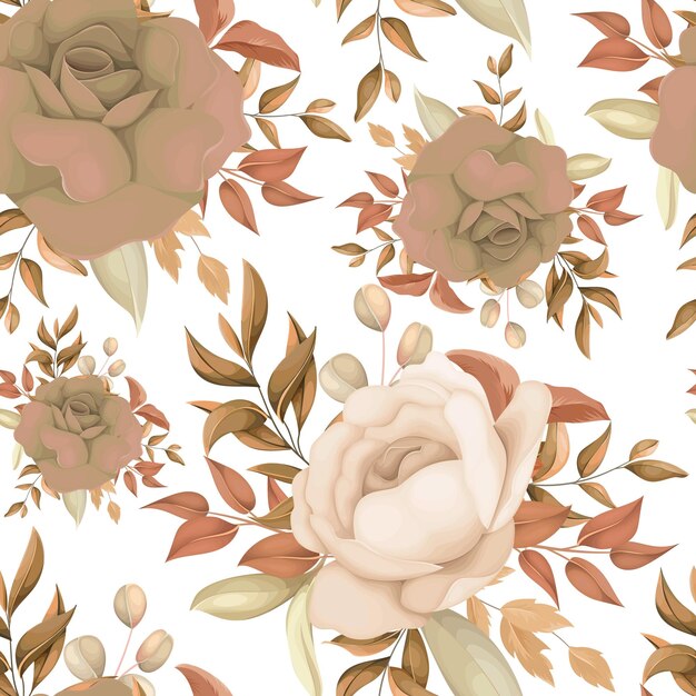 甘い茶色の花のシームレスなパターンデザイン
