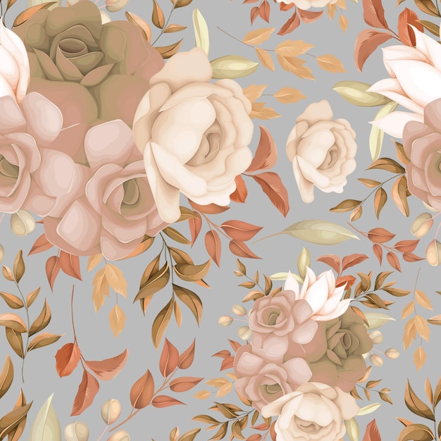 달콤한 갈색 꽃 원활한 패턴 디자인