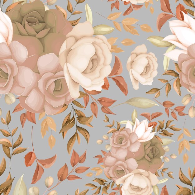 sweet brown floral seamless pattern design