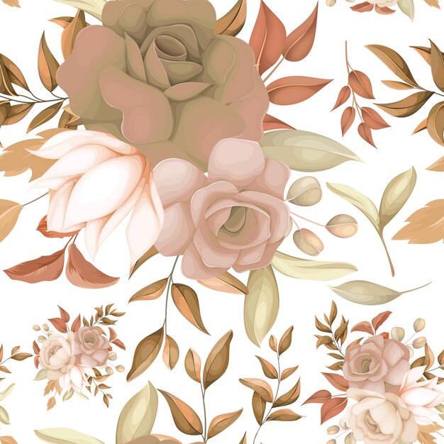 sweet brown floral seamless pattern design