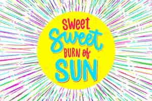 Free vector sweet burn of sun summer lettering