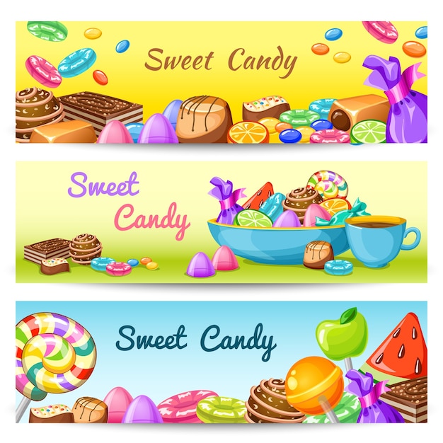 Sweet candy banner set