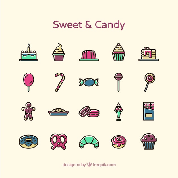 Free vector sweet and candy icons