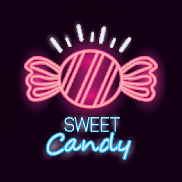 Free vector sweet candy in neon style