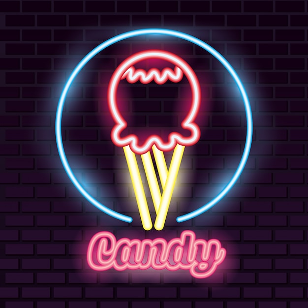 Neon di caramelle dolci