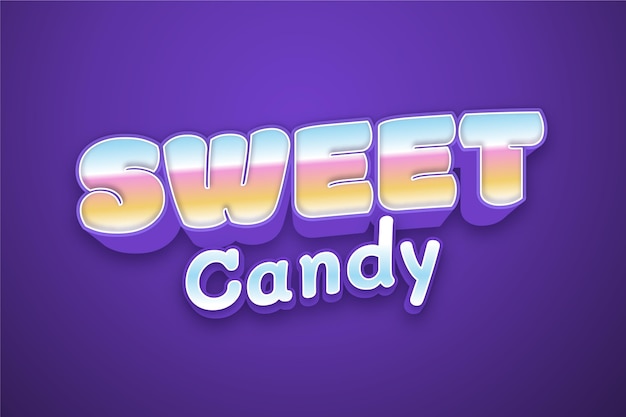Vettore gratuito design effetto testo con caramelle dolci