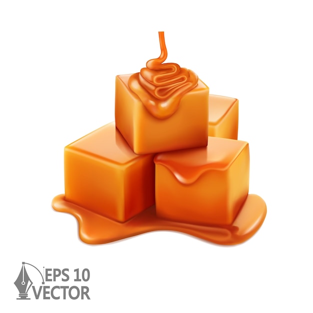 Premium Vector Sweet caramel set realistic vector illustration