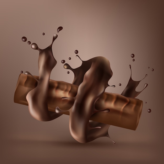 Бесплатное векторное изображение Сладкий шоколад с спиральным расплавленным шоколадом