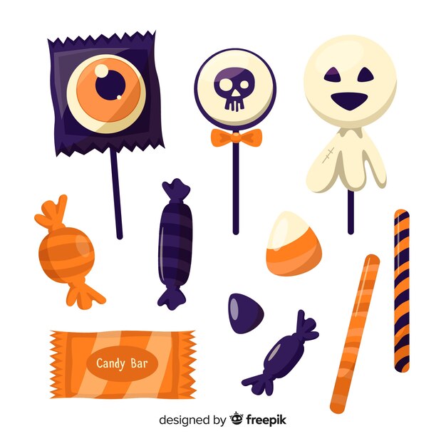 Sweet collection of delicious halloween candies