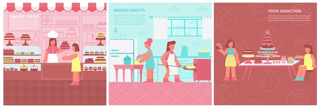 Free vector sweet composition illustrations