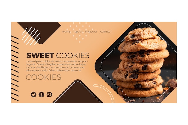 Free vector sweet cookies landing page